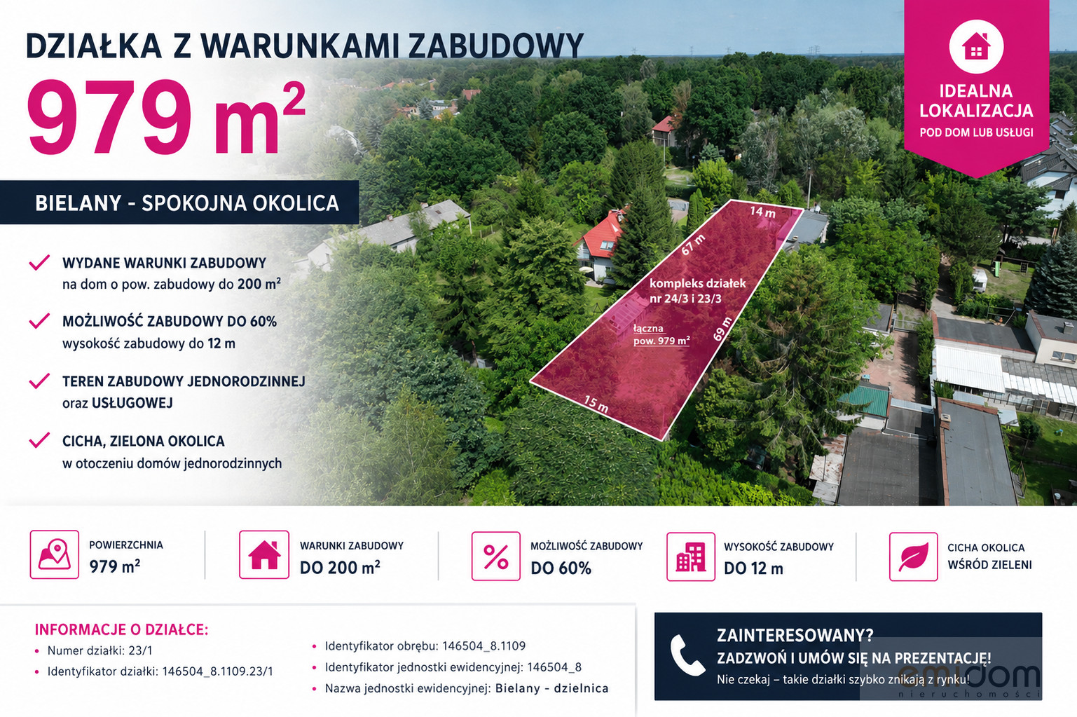 Działka Sprzedaż  Bielany Loteryjki