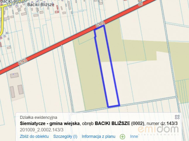 Działka Sprzedaż Baciki Bliższe 1